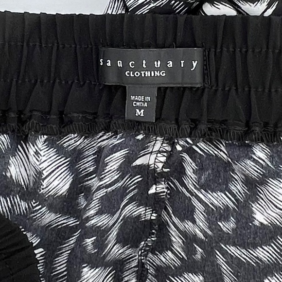 Sanctuary Womens Wide Leg Palazzo Pant Size M Black White Geometric Pull On Boho - Picture 4 of 9